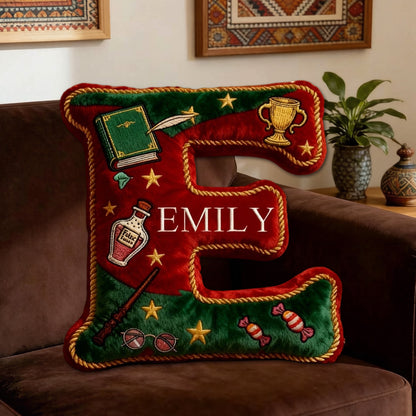 Personalized Christmas Book Alphabet Pillow with Custom Name, Festive Letter Throw Cushion, Gift for Kids, Book Lovers & Christmas Decor