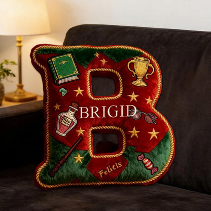 Personalized Christmas Book Alphabet Pillow with Custom Name, Festive Letter Throw Cushion, Gift for Kids, Book Lovers & Christmas Decor