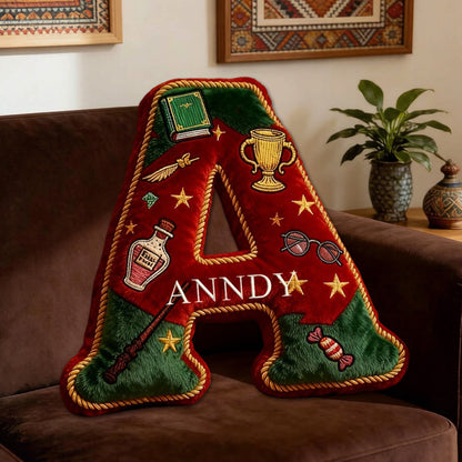 Personalized Christmas Book Alphabet Pillow with Custom Name, Festive Letter Throw Cushion, Gift for Kids, Book Lovers & Christmas Decor