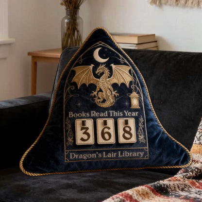 Personalized Books Read This Year Pillow with Custom Name, Fantasy Book Tracker Throw Cushion, Bookshelf Reading Gift for Book Lovers