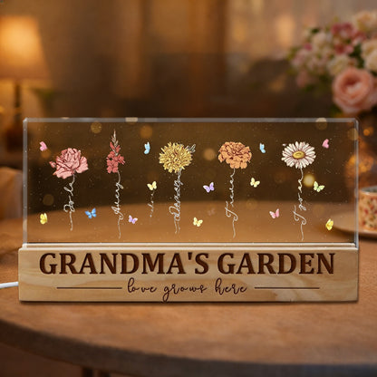 Mom's Garden Birth Flowers Night Light with Kids Names Personalized Gifts for Grandma Christmas Gifts for Mom