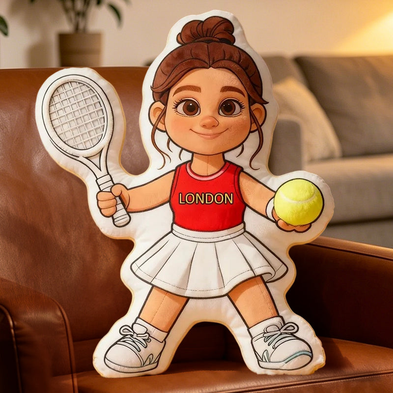 Personalized Tennis Player Girl Pillow – Custom 3D Print Cushion for Tennis Lovers