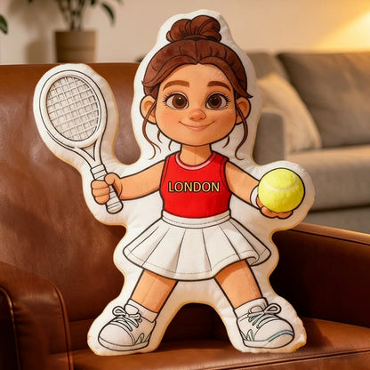Personalized Tennis Player Girl Pillow – Custom 3D Print Cushion for Tennis Lovers