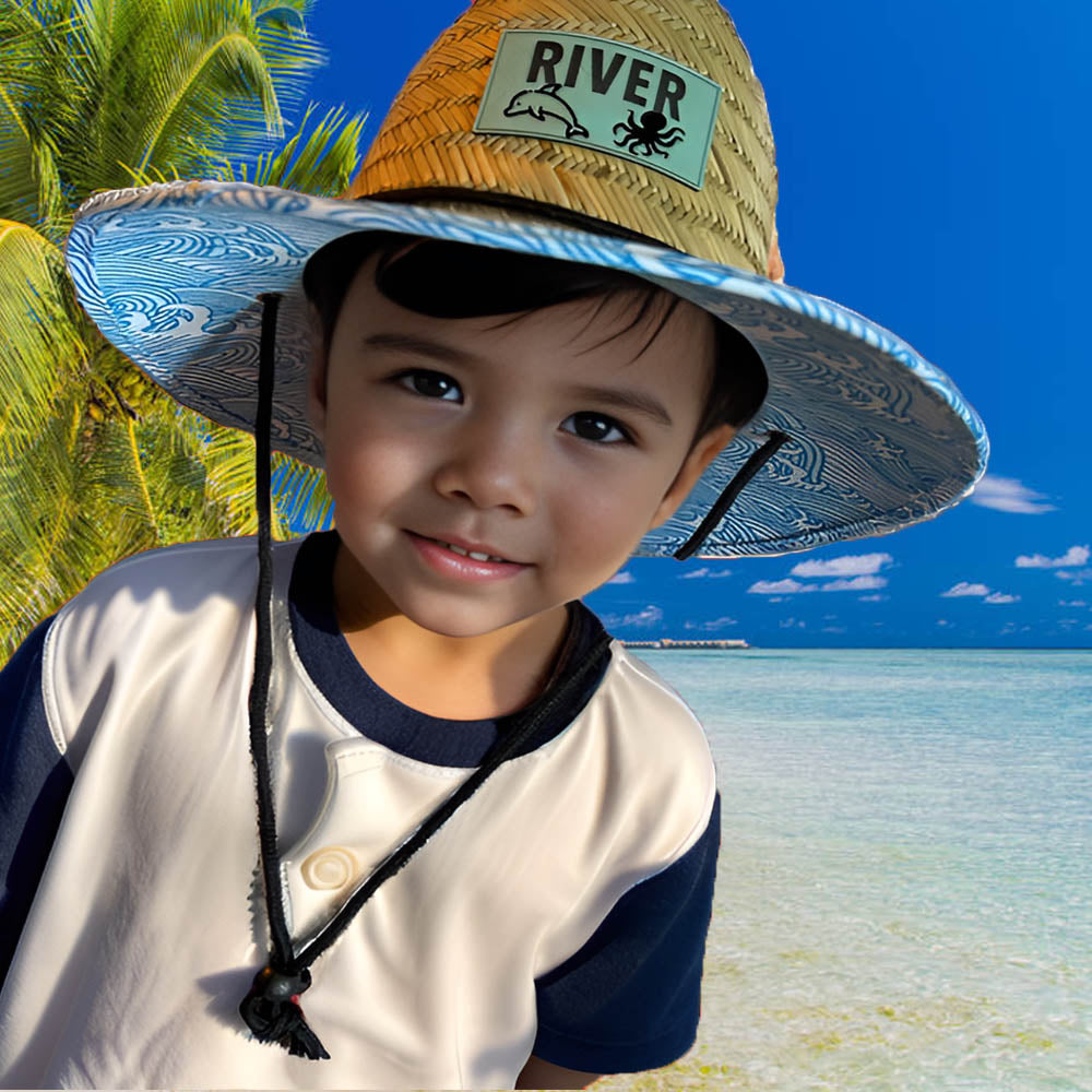 Personalized Leather Name Patch Straw Hat with Name and Symbols Sun Hat Gift for Toddler Child Adult
