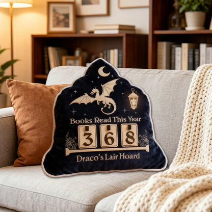 Personalized Books Read This Year Pillow with Custom Name, Fantasy Book Tracker Throw Cushion, Bookshelf Counter Gift for Book Lovers