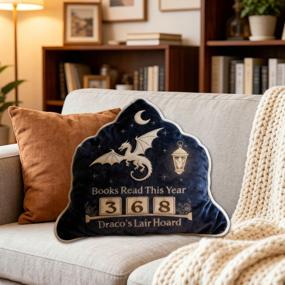 Personalized Books Read This Year Pillow with Custom Name, Fantasy Book Tracker Throw Cushion, Bookshelf Counter Gift for Book Lovers