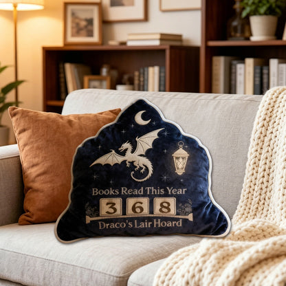 Personalized Books Read This Year Pillow with Custom Name, Fantasy Book Tracker Throw Cushion, Bookshelf Counter Gift for Book Lovers