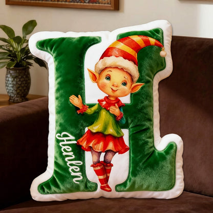 Personalized Reading Elf Alphabet Pillow with Custom Name, Book Elf Letter Throw Cushion, Gift for Kids & Book Lovers