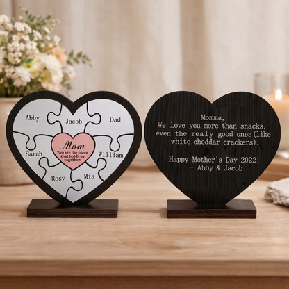 Personalized Heart Shaped Mom Puzzle Name Sign Perfect Gift Ideas for Mom Grandma Mother's Day Presents