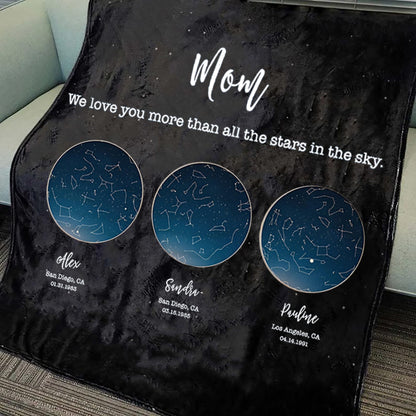 Personalized Mom Star Map Blanket by Date and Location Mother's Day Gift from Daughter