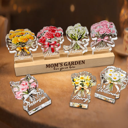 Mom's Garden Custom Birth Month Flower Bouquet Night Light with Kids Names for Mom Mother's Day Gift Ideas