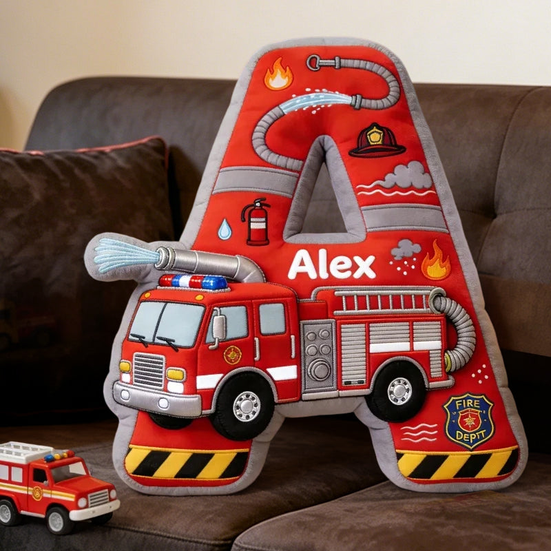 Personalized Fire Truck Letter Pillow – A Cozy and Custom Gift for Babies on Children’s Day