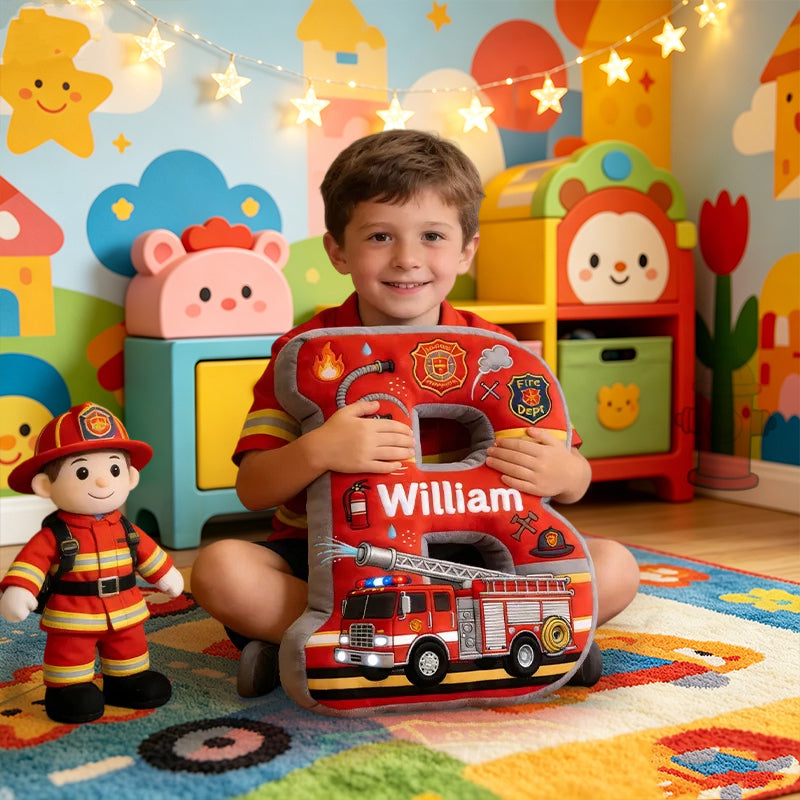 Personalized Fire Truck Letter Pillow – A Cozy and Custom Gift for Babies on Children’s Day