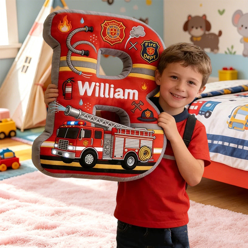 Personalized Fire Truck Letter Pillow – A Cozy and Custom Gift for Babies on Children’s Day