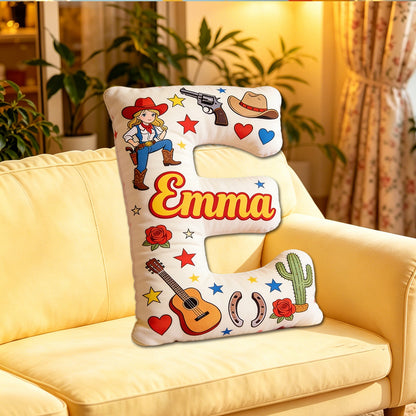 Personalized Floral Cowgirl Boots Pillow with Custom Name, Western Throw Cushion, Cowgirl Nursery & Birthday Gift for Girls & Friends
