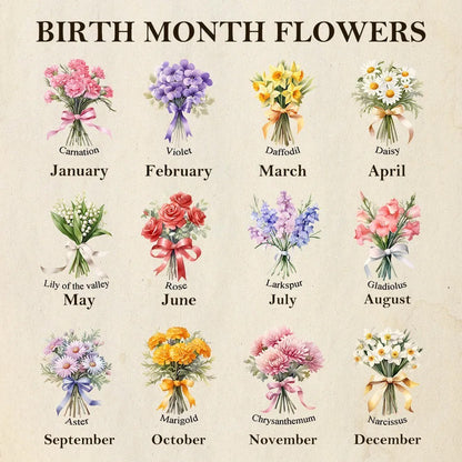 Mom's Garden Custom Birth Month Flower Bouquet Night Light with Kids Names for Mom Mother's Day Gift Ideas