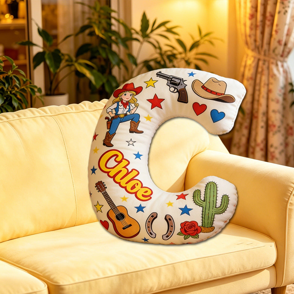 Personalized Floral Cowgirl Boots Pillow with Custom Name, Western Throw Cushion, Cowgirl Nursery & Birthday Gift for Girls & Friends