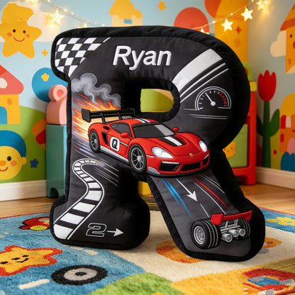 Personalized Racing Car Alphabet Pillow Custom Name Cushion Gift for Babies and Kids