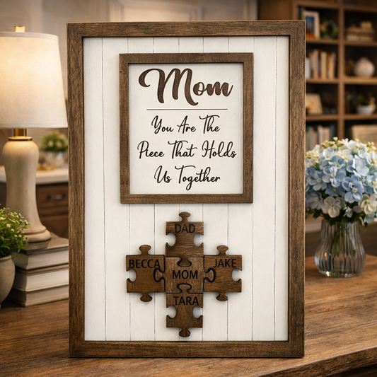 Personalized Wooden Puzzle Piece Sign With Kids Names Unique Family Gift For Mom Grandma Mother's Day Gift Ideas