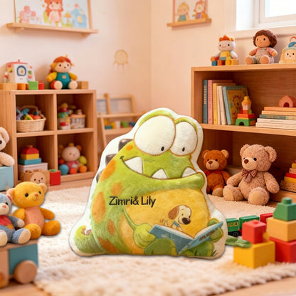 Personalized Monster Tales Reading Pillow with Custom Name, Cute Monster Book Cushion, Gift for Book Lovers & Kids