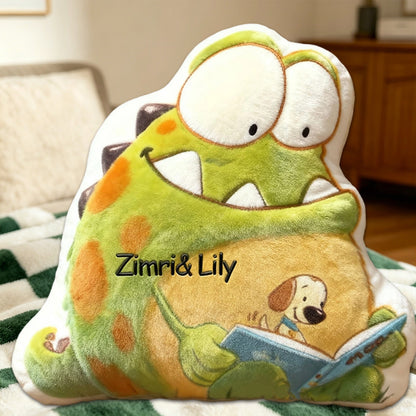 Personalized Monster Tales Reading Pillow with Custom Name, Cute Monster Book Cushion, Gift for Book Lovers & Kids