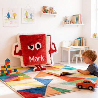 Personalized Cute Books Pillow with Custom Name, Bookish Reading Cushion, Gift for Book Lovers & Kids