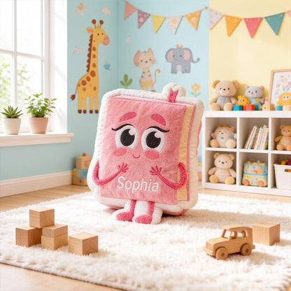 Personalized Cute Books Pillow with Custom Name, Bookish Reading Cushion, Gift for Book Lovers & Kids