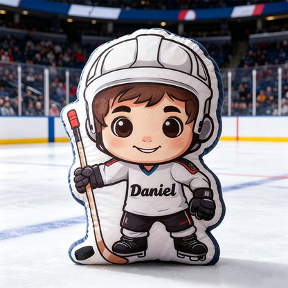 Personalized Hockey Player Pillow with Custom Name – Soft and Fun Sports Cushion for Kids and Young Hockey Fans