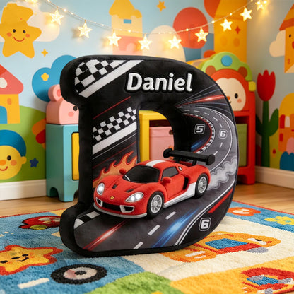 Personalized Racing Car Alphabet Pillow Custom Name Cushion Gift for Babies and Kids