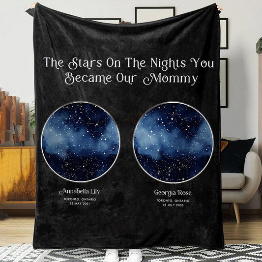 Personalized The Stars on the Nights You Became Our Mommy Star Map by Date Blanket Mother's Day Gift from Daughter