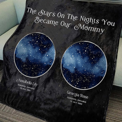 Personalized The Stars on the Nights You Became Our Mommy Star Map by Date Blanket Mother's Day Gift from Daughter