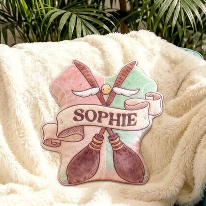 Personalized Magic Sweep Throw Pillow with Custom Name, Bookish Fantasy Cushion, Gift for Book Lovers & Kids
