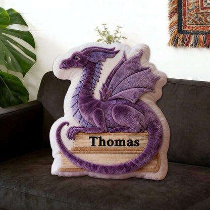 Personalized Dragon Book Pillow with Custom Name, Fantasy Reading Cushion, Christmas Gift for Book Lovers & Kids