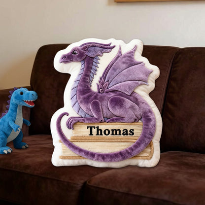 Personalized Dragon Book Pillow with Custom Name, Fantasy Reading Cushion, Christmas Gift for Book Lovers & Kids
