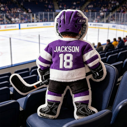 Personalized 3D Graphic Ice Hockey Player Pillow – Custom Name and Number