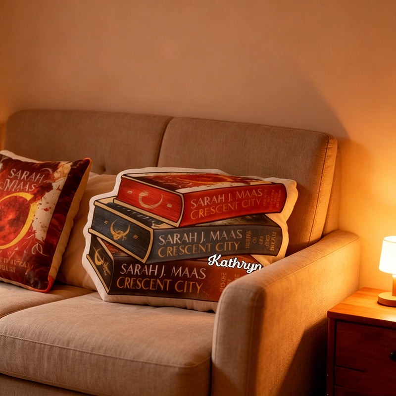 Personalized Book Throw Pillow with Custom Name, Graphic 3D Print Book Lover Cushion, Gift for Readers & Bookworms