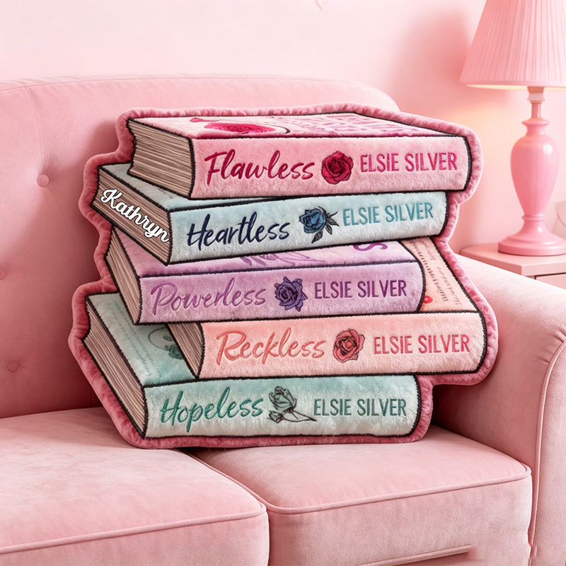 Personalized Bookish Throw Pillow with Custom Name, Graphic 3D Print Book Lover Cushion, Gift for Readers & Bookworms