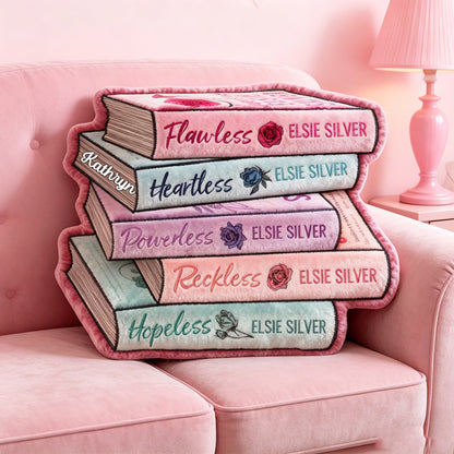 Personalized Bookish Throw Pillow with Custom Name, Graphic 3D Print Book Lover Cushion, Gift for Readers & Bookworms