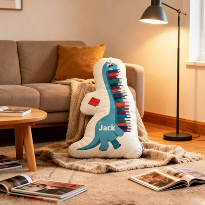 Personalized Reading Dinosaur Throw Pillow with Custom Name, Funny Book Lover Cushion, Christmas Graphic 3D Print Gift for Readers & Kids