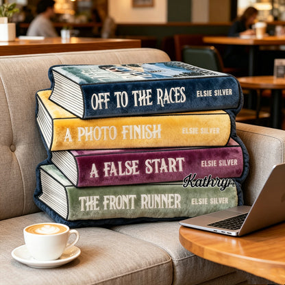 Personalized Bookish Throw Pillow with Custom Name, Graphic 3D Print Book Lover Cushion, Gift for Readers & Bookworms