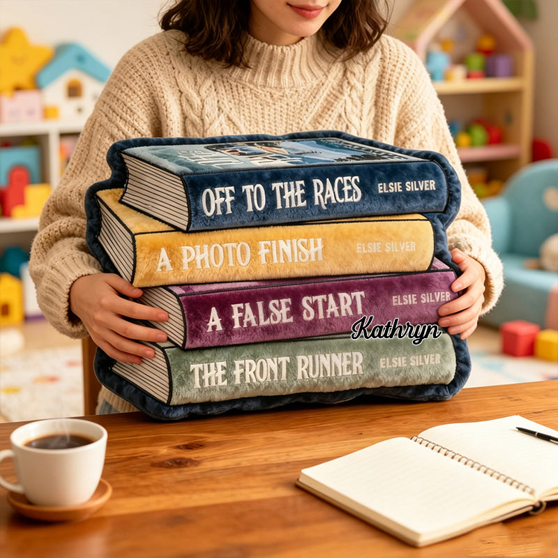 Personalized Bookish Throw Pillow with Custom Name, Graphic 3D Print Book Lover Cushion, Gift for Readers & Bookworms