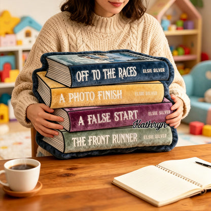 Personalized Bookish Throw Pillow with Custom Name, Graphic 3D Print Book Lover Cushion, Gift for Readers & Bookworms