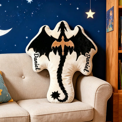 Personalized Black Dragon Throw Pillow with Custom Name, Fantasy Book Lover Cushion, Graphic 3D Print Bookish Gift for Kids & Readers