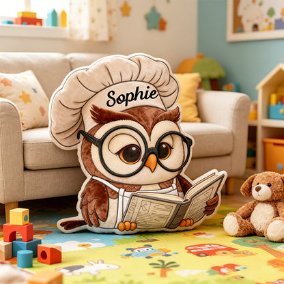 Personalized Reading Owl Throw Pillow with Custom Name, Graphic 3D Print Book Lover Cushion, Cute Owl Reading Gift for Kids & Bookworms