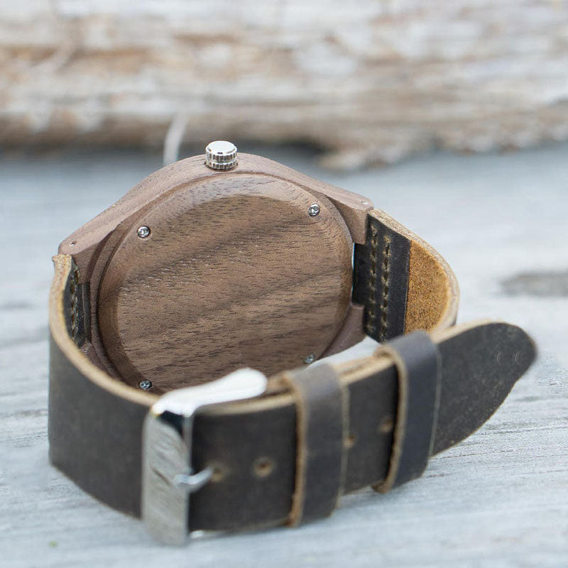 Personalized Adventure Awaits Men's Engraved Wooden Anniversary Watch Gifts From Wife
