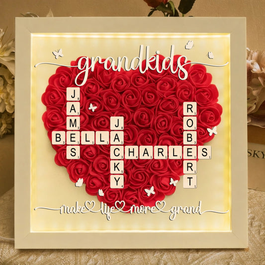 Personalized Family Names Heart Shadow Box Life More Grand Rose Shadow Box Mother's Day Gift