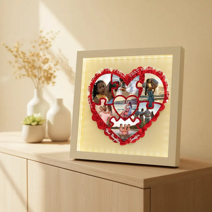 Personalized Light Flower Shadow Box With Photos Piece Mother's Day Gift