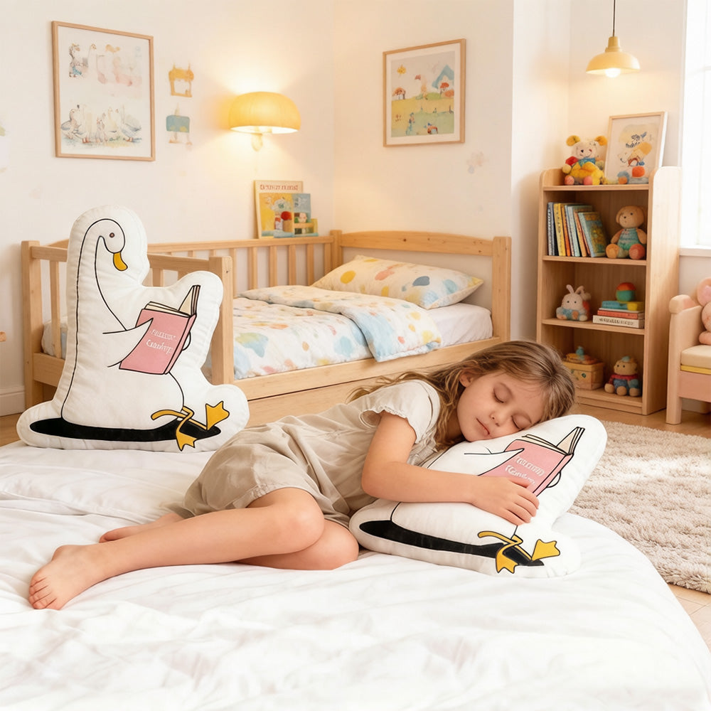 Personalized Funny Christmas Goose Reading Pillow with Custom Name, 3D Graphic Print Plush Cushion Gift for Reading Lovers