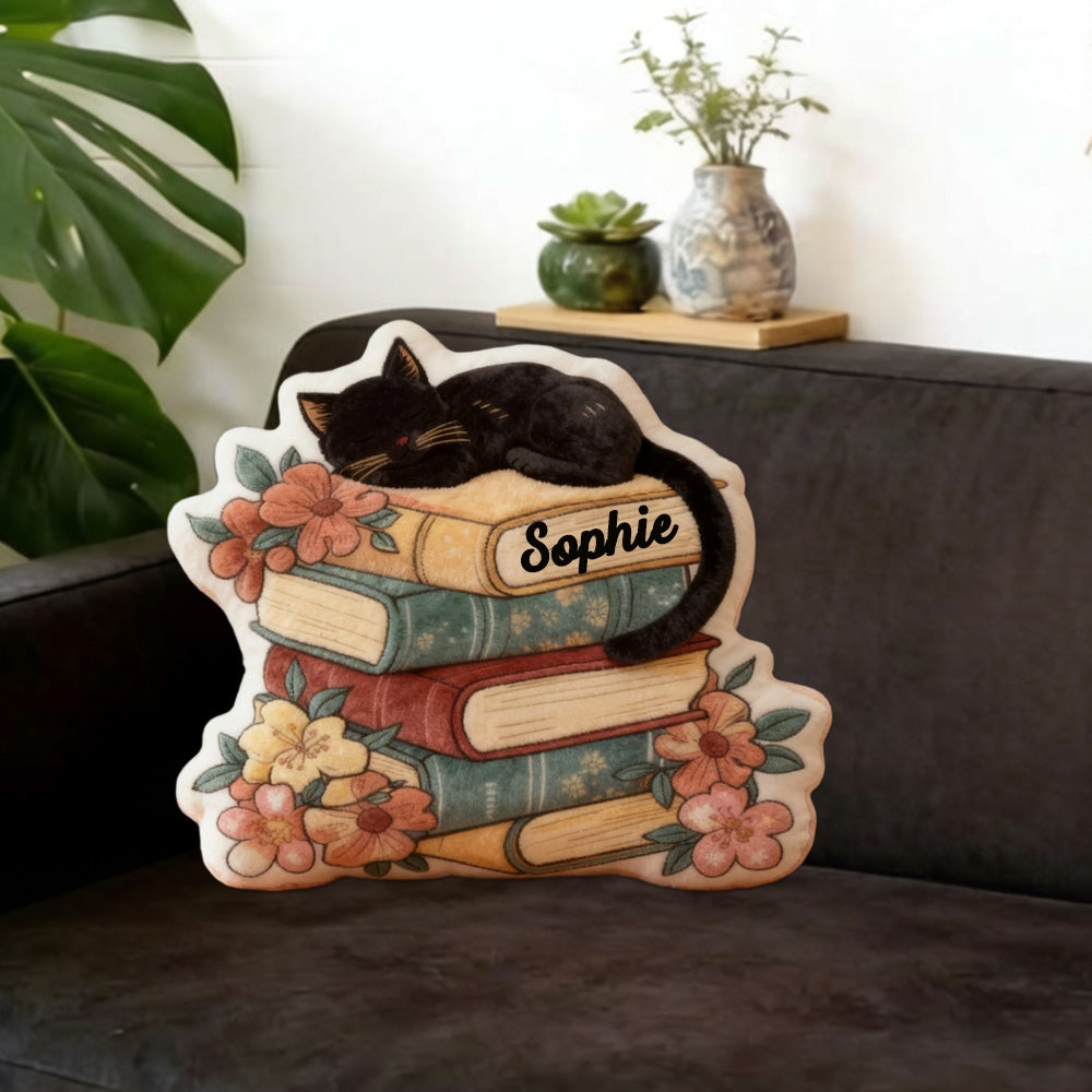 Personalized Floral Book Throw Pillow with Custom Name, 3D Graphic Print Fantasy Bookish Cushion for Kids & Reading Lovers