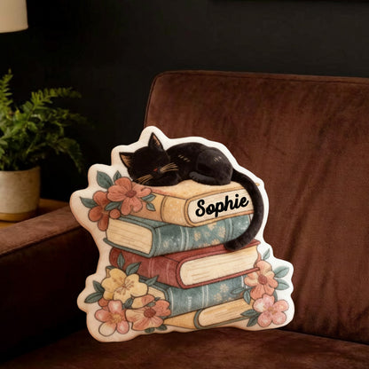 Personalized Floral Book Throw Pillow with Custom Name, 3D Graphic Print Fantasy Bookish Cushion for Kids & Reading Lovers